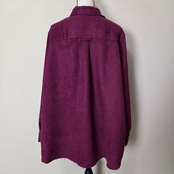 Woman Within 2X (26/28) Faux Suede Shirt Shacket Button Front Long Sleeve - Picture 5 of 16